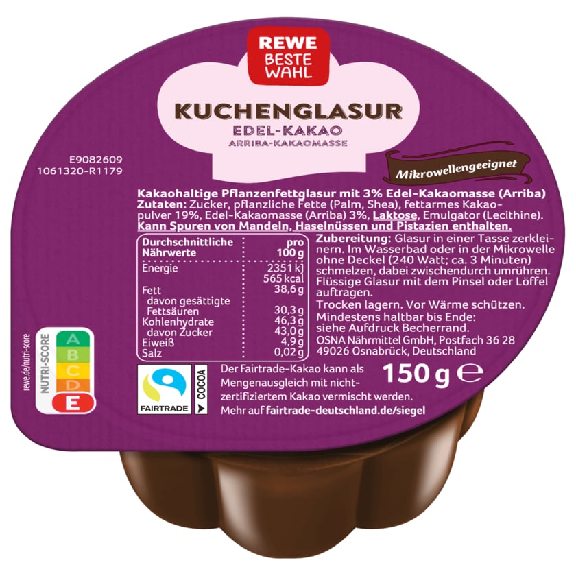 REWE Beste Wahl Kuchenglasur Dunkel 150g